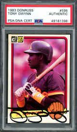 Tony Gwynn Autographed 1983 Donruss Rookie Card #598 San Diego Padres PSA/DNA #49161398