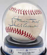 Willie Mays & Hank Aaron Autographed Official NL Baseball Auto Grade Mint 9 Beckett BAS #20778605