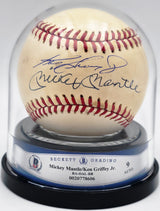Mickey Mantle & Ken Griffey Jr. Autographed Official AL Baseball Auto Grade Mint 9 Beckett BAS #20778606