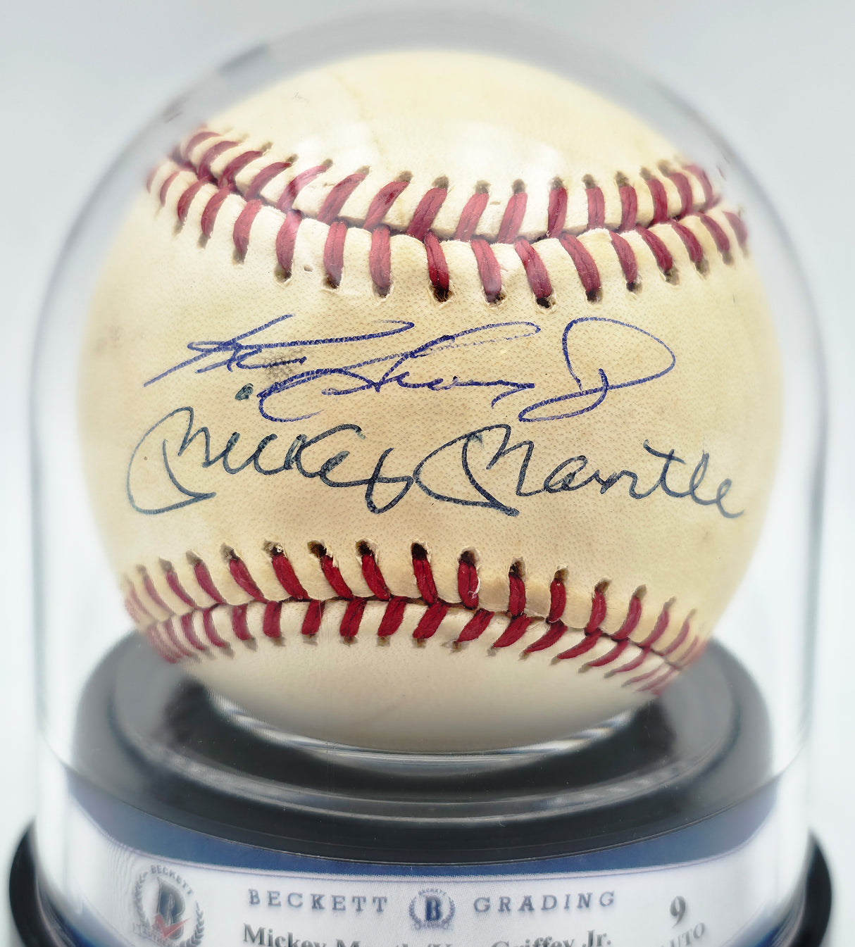 Mickey Mantle & Ken Griffey Jr. Autographed Official AL Baseball Auto Grade Mint 9 Beckett BAS #20778606
