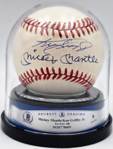 Mickey Mantle & Ken Griffey Jr. Autographed Official AL Baseball Auto Grade Mint 9 Beckett BAS #20778609