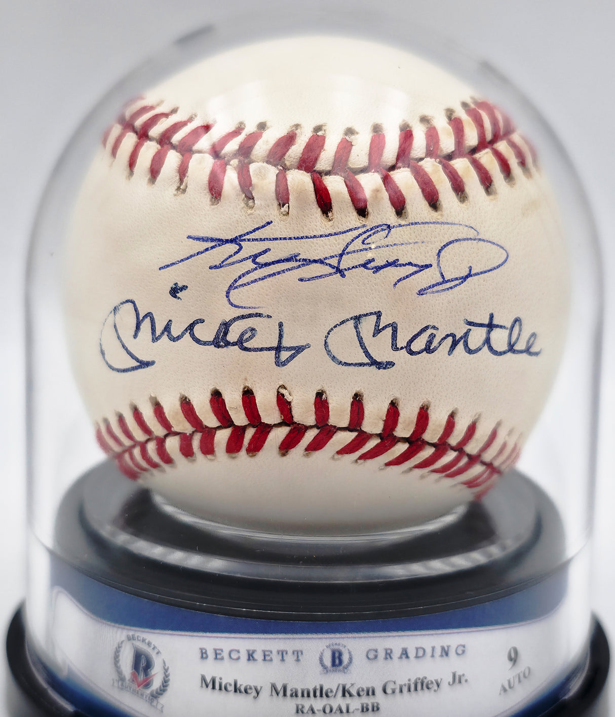Mickey Mantle & Ken Griffey Jr. Autographed Official AL Baseball Auto Grade Mint 9 Beckett BAS #20778609