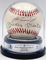 Mickey Mantle & Ken Griffey Jr. Autographed Official AL Baseball Auto Grade Near Mint/Mint 8 Beckett BAS #20779705