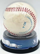 Joe Dimaggio Autographed Official AL Baseball New York Yankees Auto Grade Near Mint/Mint 8 (Damaged) Beckett BAS #20779708