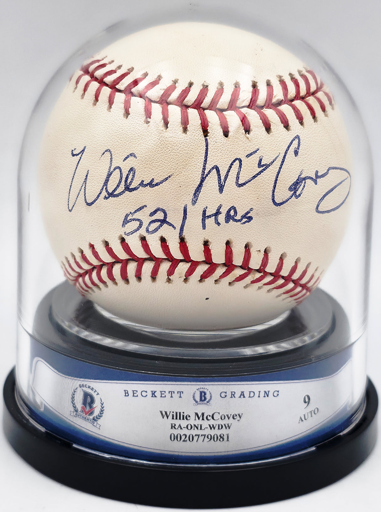 Willie McCovey Autographed Official NL Baseball San Francisco Giants Auto Grade Mint 9 "521 HR's" Beckett BAS #20779081