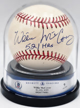 Willie McCovey Autographed Official NL Baseball San Francisco Giants Auto Grade Mint 9 "521 HR's" Beckett BAS #20779081