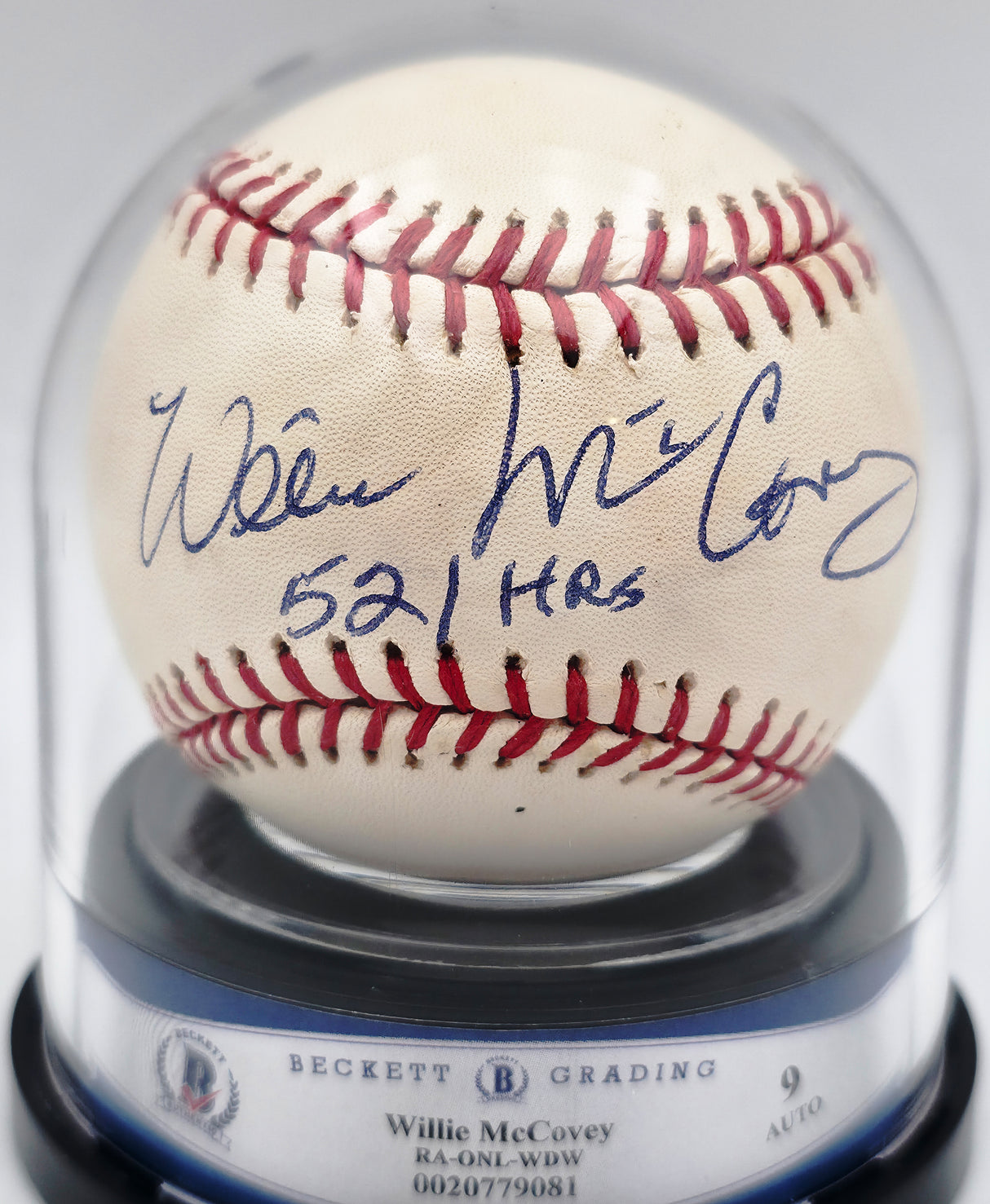 Willie McCovey Autographed Official NL Baseball San Francisco Giants Auto Grade Mint 9 "521 HR's" Beckett BAS #20779081