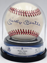 Mickey Mantle Autographed Official AL Baseball New York Yankees Auto Grade Mint 9 Beckett BAS #20779080