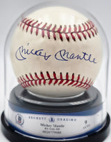 Mickey Mantle Autographed Official AL Baseball New York Yankees Auto Grade Mint 9 Beckett BAS #20779080