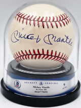 Mickey Mantle Autographed Official AL Baseball New York Yankees Auto Grade Mint 9 Beckett BAS #20779090
