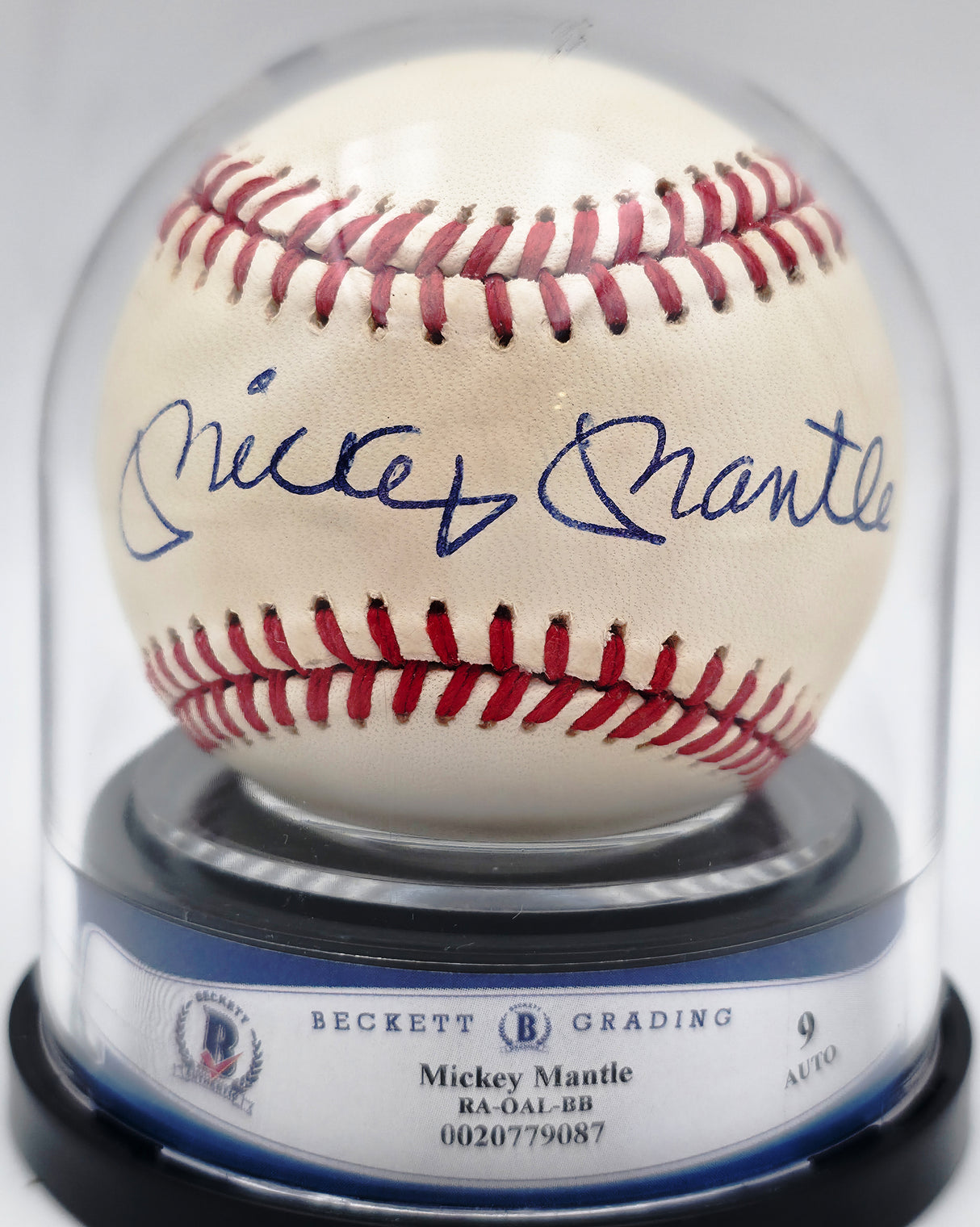Mickey Mantle Autographed Official AL Baseball New York Yankees Auto Grade Mint 9 Beckett BAS #20779087