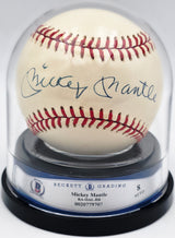 Mickey Mantle Autographed Official AL Baseball New York Yankees Auto Grade Near Mint/Mint 8 Beckett BAS #20779707