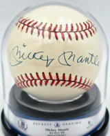 Mickey Mantle Autographed Official AL Baseball New York Yankees Auto Grade Near Mint/Mint 8 Beckett BAS #20779707
