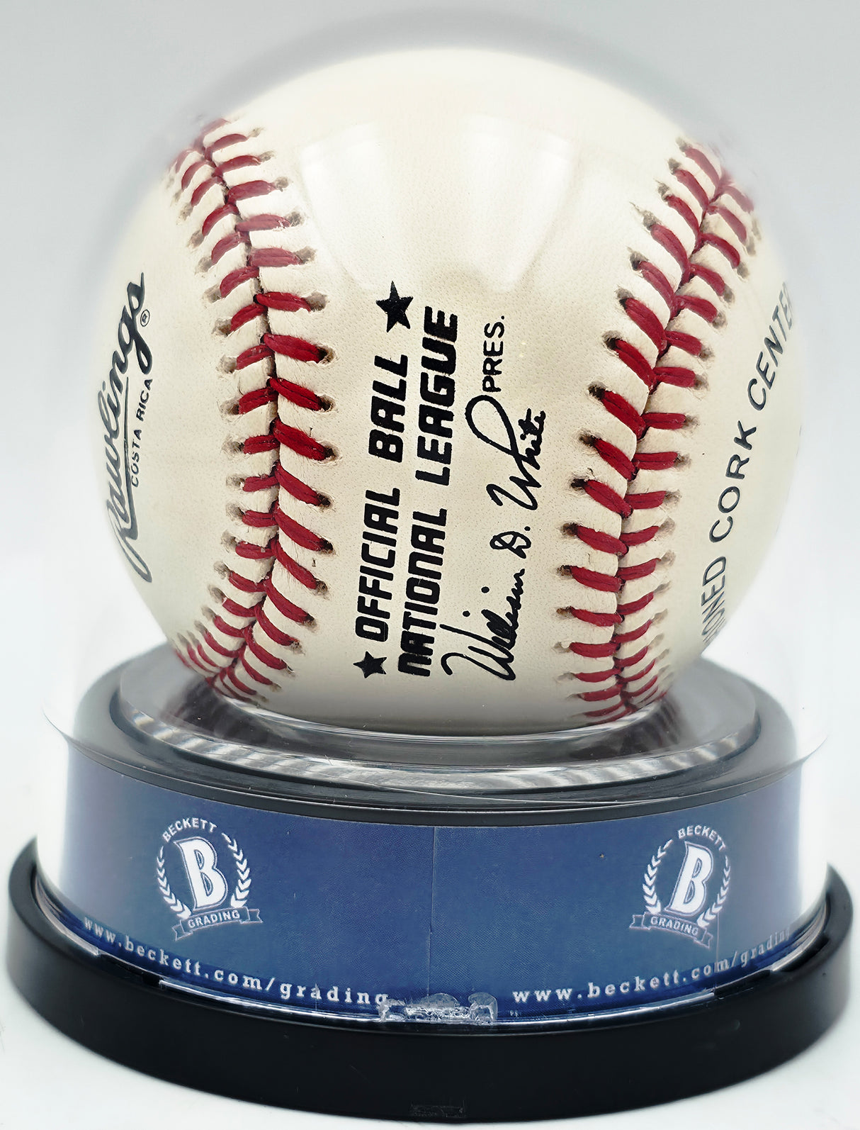 Eddie Mathews Autographed Official NL Baseball Milwaukee Braves Auto Grade Mint 9 Beckett BAS #20779086
