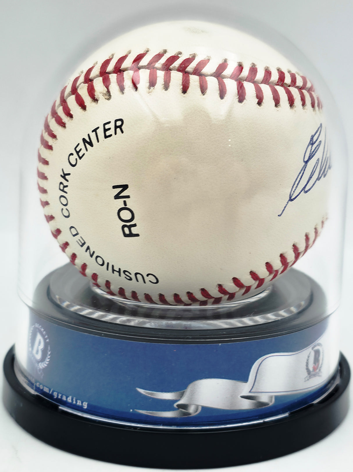Eddie Mathews Autographed Official NL Baseball Milwaukee Braves Auto Grade Mint 9 Beckett BAS #20779086