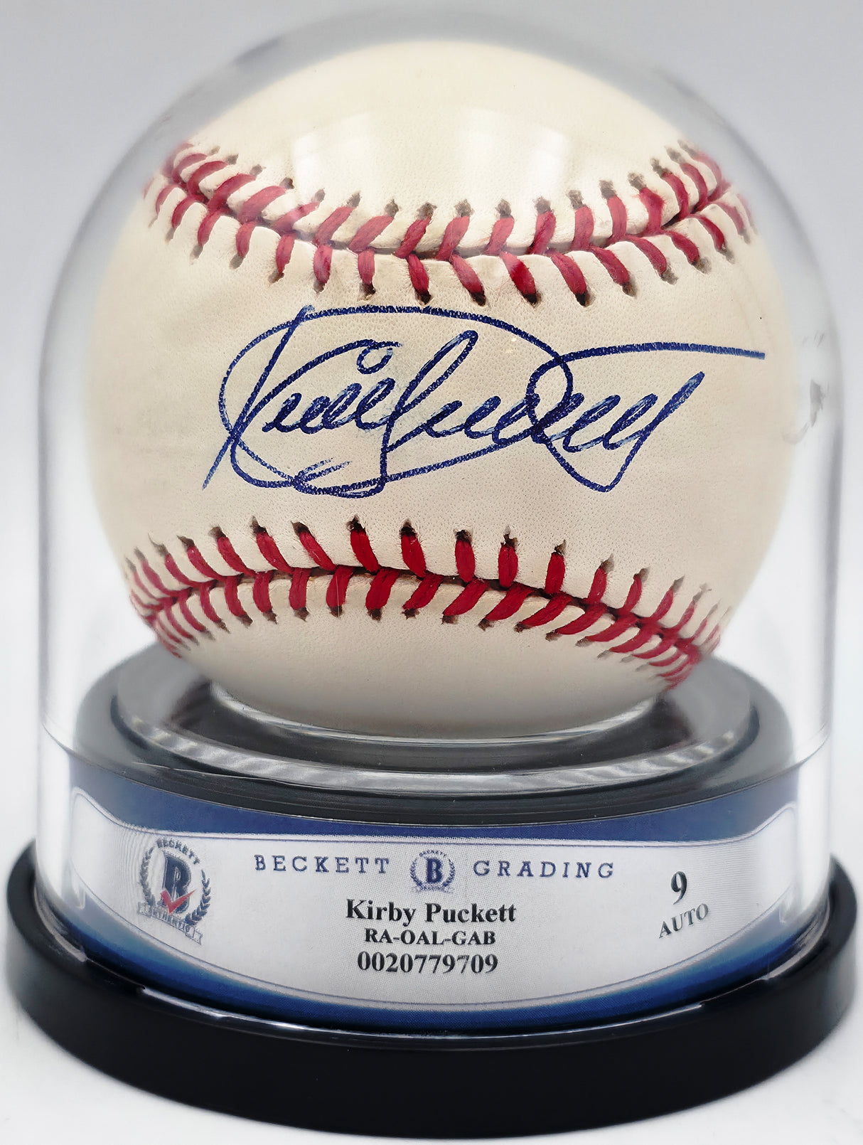 Kirby Puckett Autographed Official AL Baseball Minnesota Twins Auto Grade Mint 9 Beckett BAS #20779709