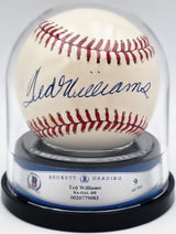 Ted Williams Autographed Official AL Baseball Boston Red Sox Auto Grade Mint 9 Beckett BAS #20779083