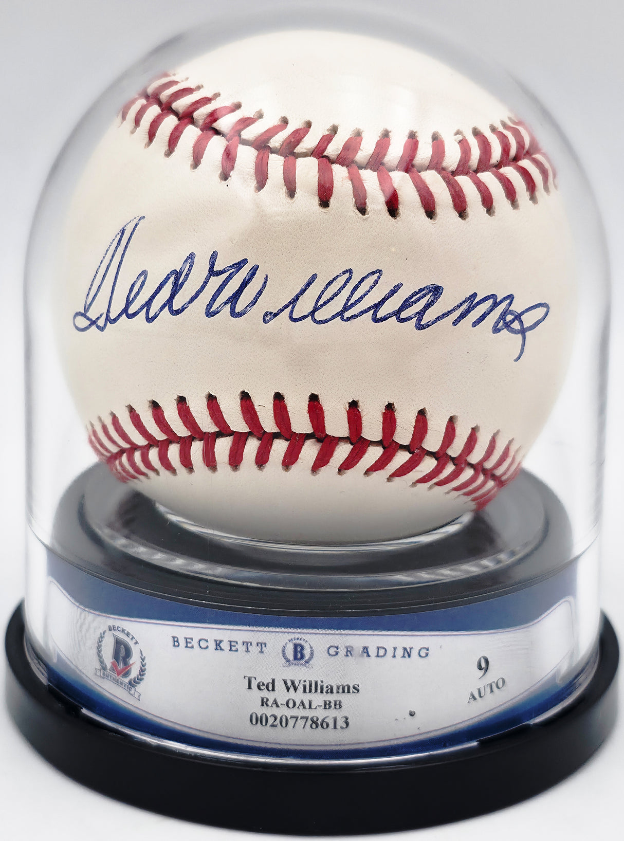 Ted Williams Autographed Official AL Baseball Boston Red Sox Auto Grade Mint 9 Beckett BAS #20778613