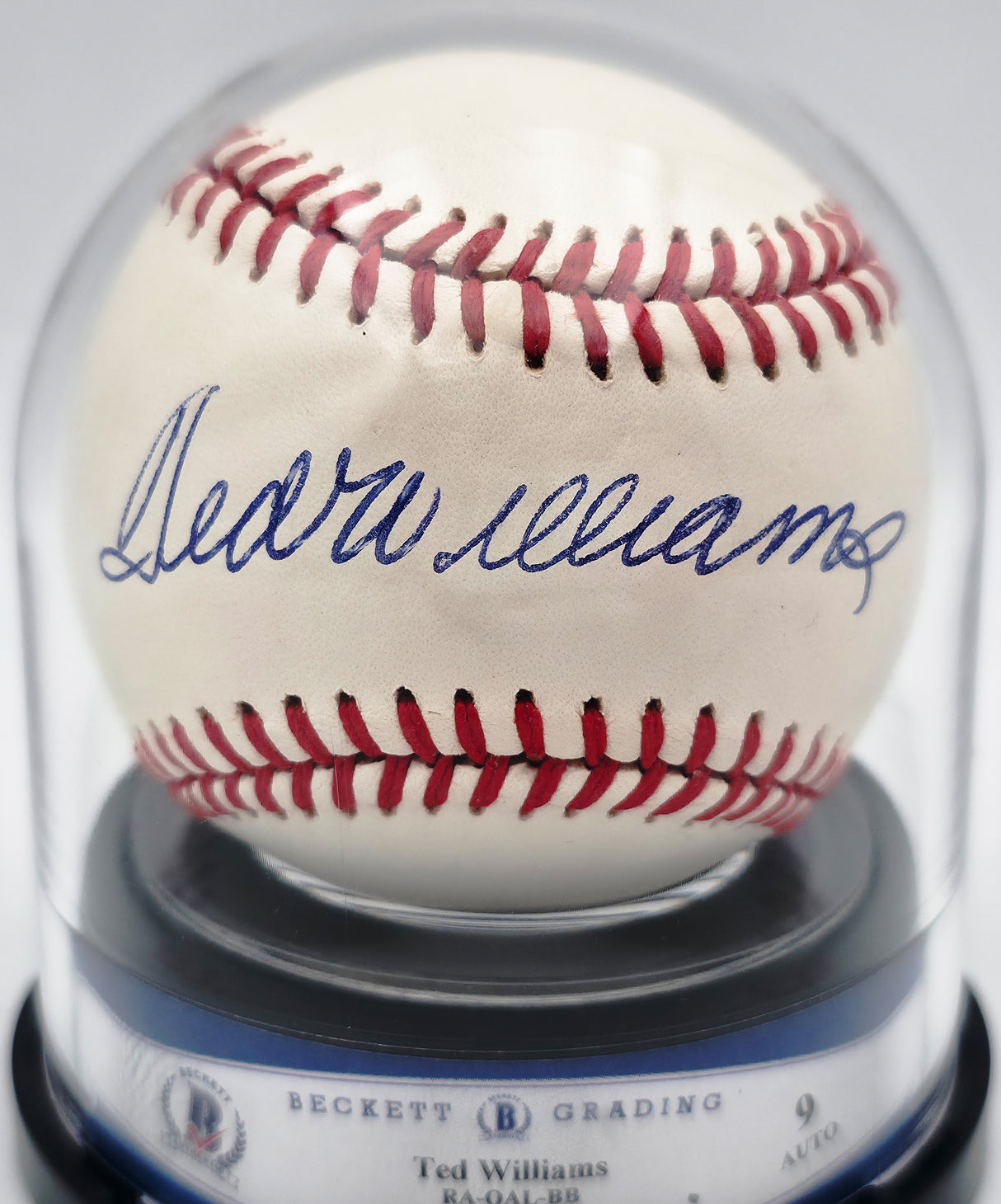 Ted Williams Autographed Official AL Baseball Boston Red Sox Auto Grade Mint 9 Beckett BAS #20778613