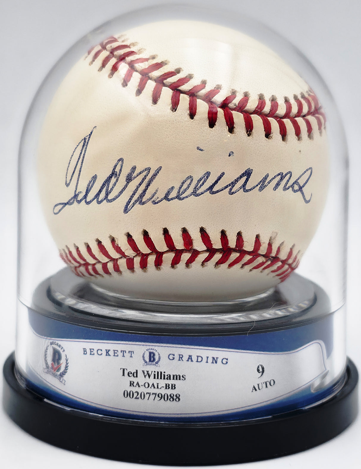 Ted Williams Autographed Official AL Baseball Boston Red Sox Auto Grade Mint 9 Beckett BAS #20779088