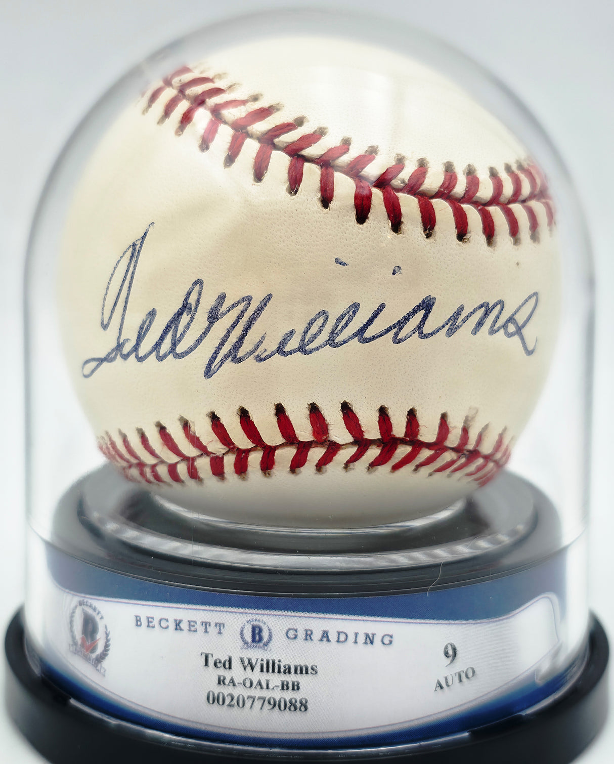 Ted Williams Autographed Official AL Baseball Boston Red Sox Auto Grade Mint 9 Beckett BAS #20779088