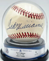 Ted Williams Autographed Official AL Baseball Boston Red Sox Auto Grade Mint 9 Beckett BAS #20779088