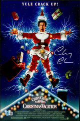 Chevy Chase Autographed 11x17 Christmas Vacation Movie Poster Clark Griswold Beckett BAS QR #BW23463