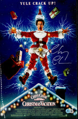Chevy Chase Autographed 11x17 Christmas Vacation Movie Poster Clark Griswold Beckett BAS QR #BW23143