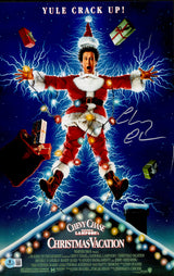 Chevy Chase Autographed 11x17 Christmas Vacation Movie Poster Clark Griswold Beckett BAS QR #BW23500