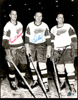 Gordie Howe, Sid Abel & Ted Lindsay Autographed 11x14 Photo Detroit Red Wings Production Line Beckett BAS #AE85537