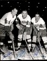 Gordie Howe, Sid Abel & Ted Lindsay Autographed 11x14 Photo Detroit Red Wings Production Line Beckett BAS #AE85535