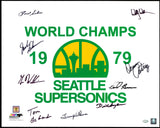 1978-79 NBA Champions Seattle Supersonics Multi Signed Autographed 16x20 Photo With 9 Signatures Including Fred Brown & Lenny Wilkens (Smudged) MCS Holo #70133