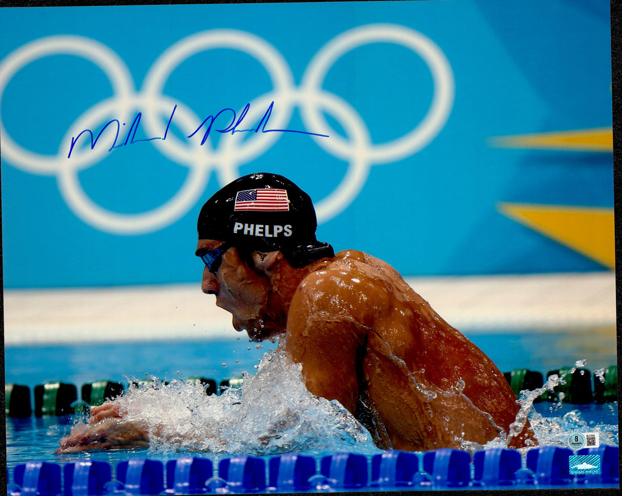 Michael Phelps Autographed 16x20 Photo Team USA Swimming Beckett BAS QR #BU72058