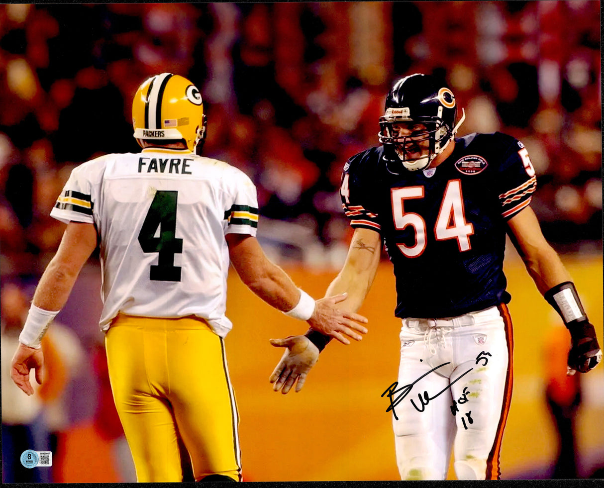 Brian Urlacher Autographed 16x20 Photo Chicago Bears "HOF 18" Beckett BAS Witness #4W450007