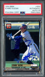 Ichiro Suzuki Autographed 1994 BBM Card #403 Orix BlueWave Auto Grade Gem Mint 10 "#51" (Signed In Kanji) PSA/DNA #156631689