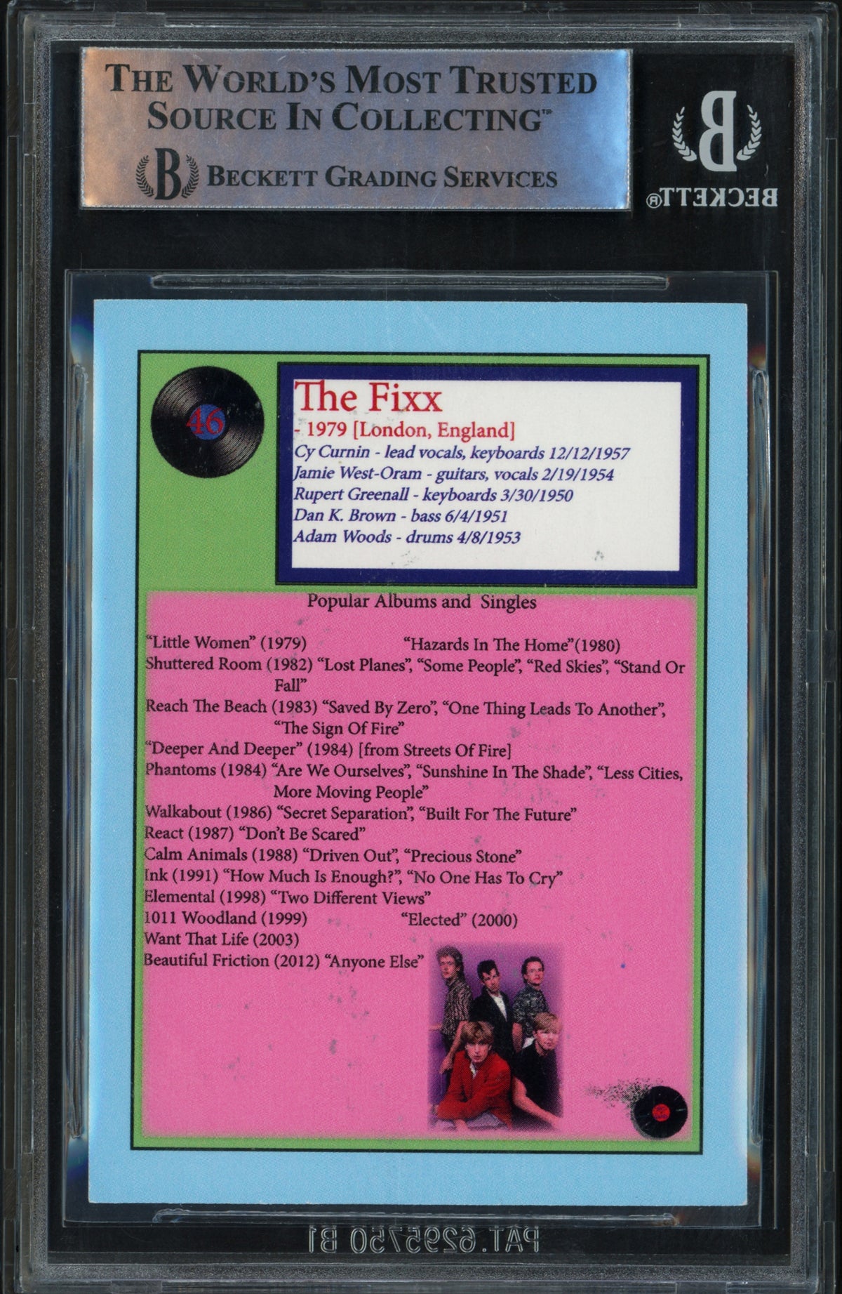 The Fixx Band Autographed 2019 J2 New Wave Card Signed By All 5 Beckett BAS #14630632