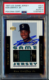 Ken Griffey Jr. Autographed 1997 Upper Deck Game Jersey Card #GJ1 Seattle Mariners PSA 7 Auto Grade Mint 9 PSA/DNA #173976511