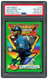 Ken Griffey Jr. Autographed 1993 Topps Finest Refractor Card #110 Seattle Mariners PSA 8 Auto Grade Gem Mint 10 PSA/DNA #173976512