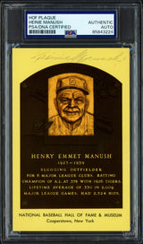 Heinie Manush Autographed Hall of Fame Plaque Postcard Detroit Tigers PSA/DNA #85843224