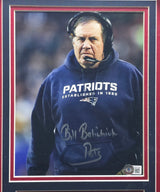 Bill Belichick Autographed Framed 8x10 Photo New England Patriots Beckett BAS QR #BD91329