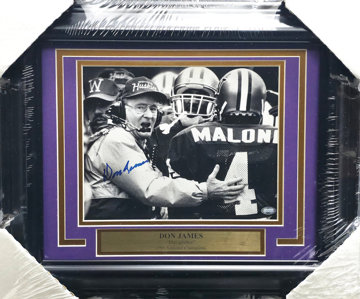 Don James Autographed Framed 8x10 Photo Washington Huskies MCS Holo #88803