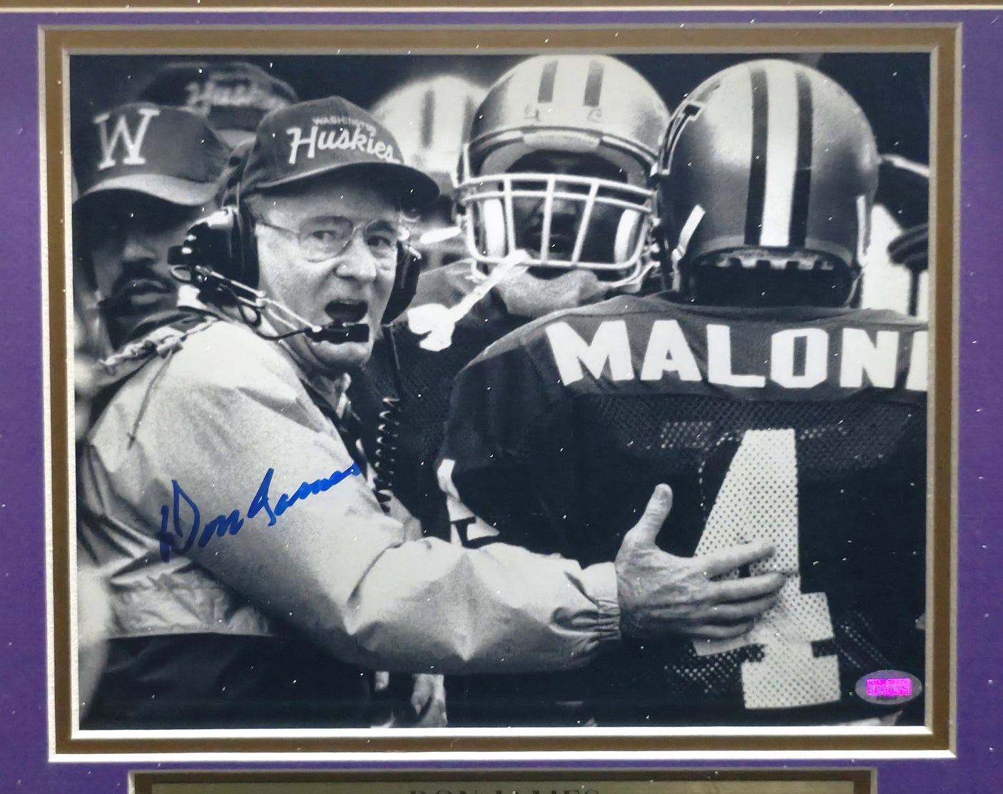 Don James Autographed Framed 8x10 Photo Washington Huskies MCS Holo #88803