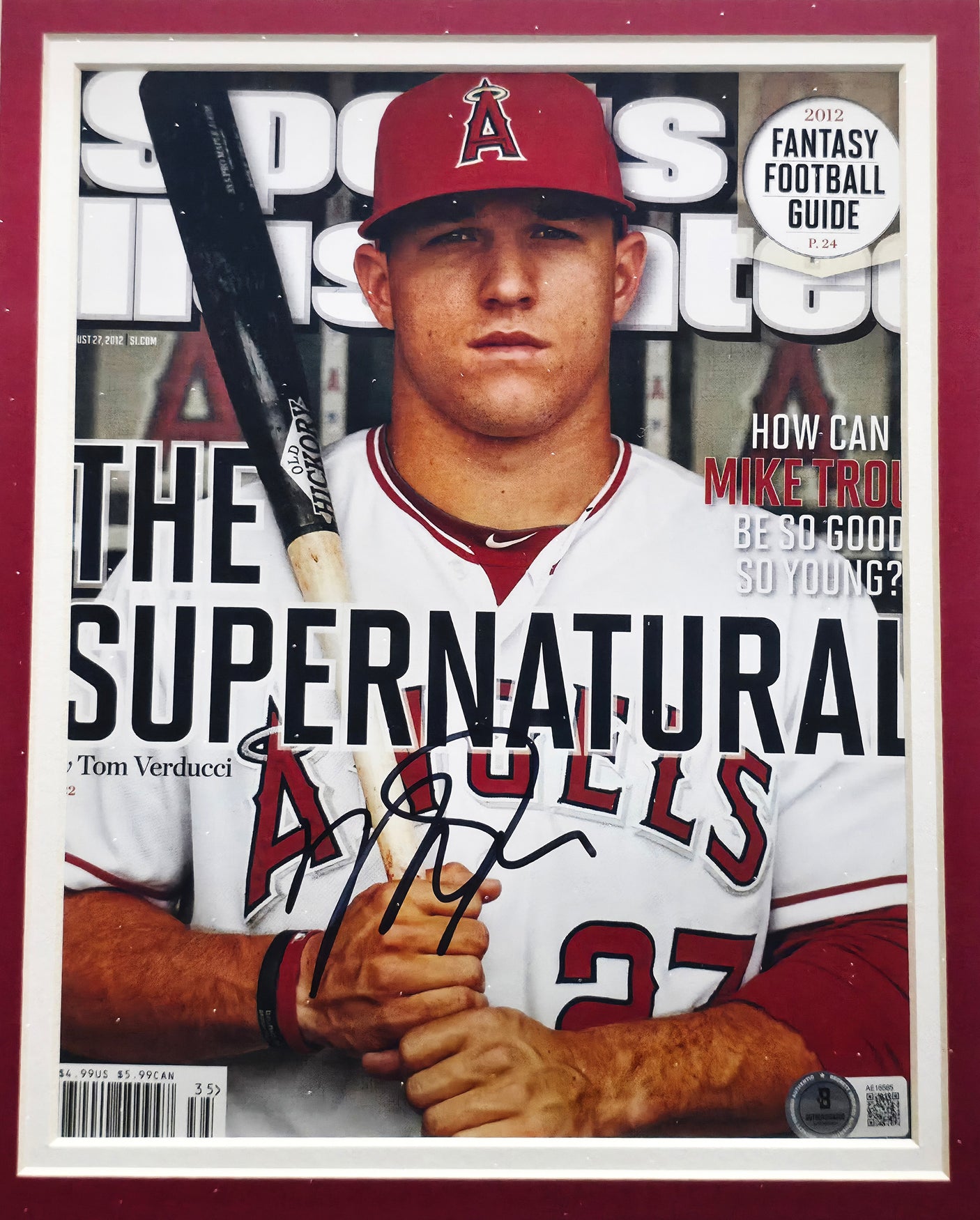 Mike Trout Autographed Framed 8x10 Photo California Angels Beckett BAS #AE16565