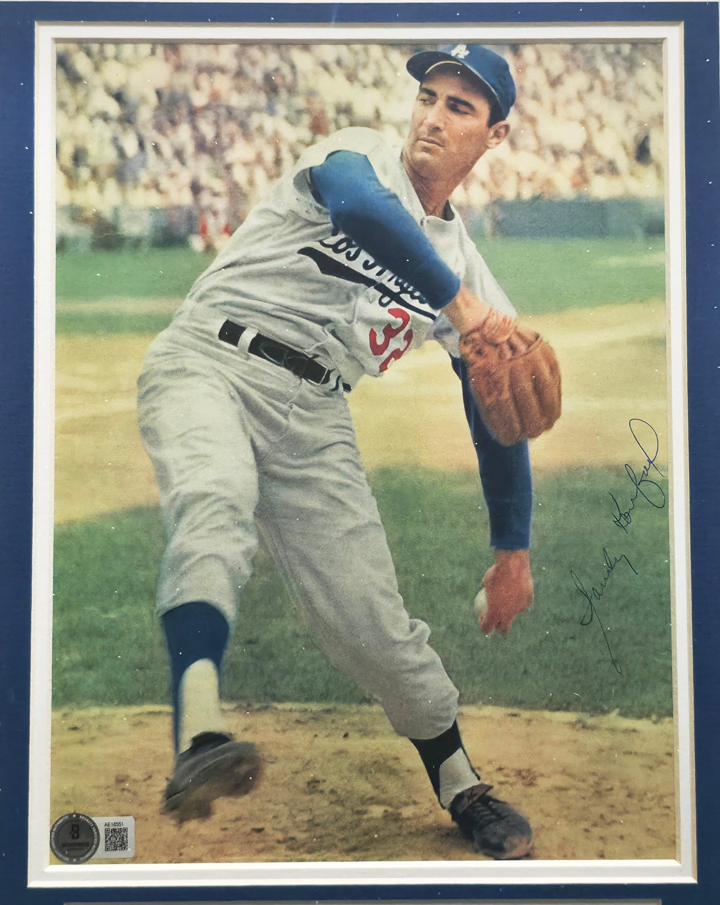 Sandy Koufax Autographed Framed 8x11 Magazine Photo Los Angeles Dodgers Beckett BAS #AE16551