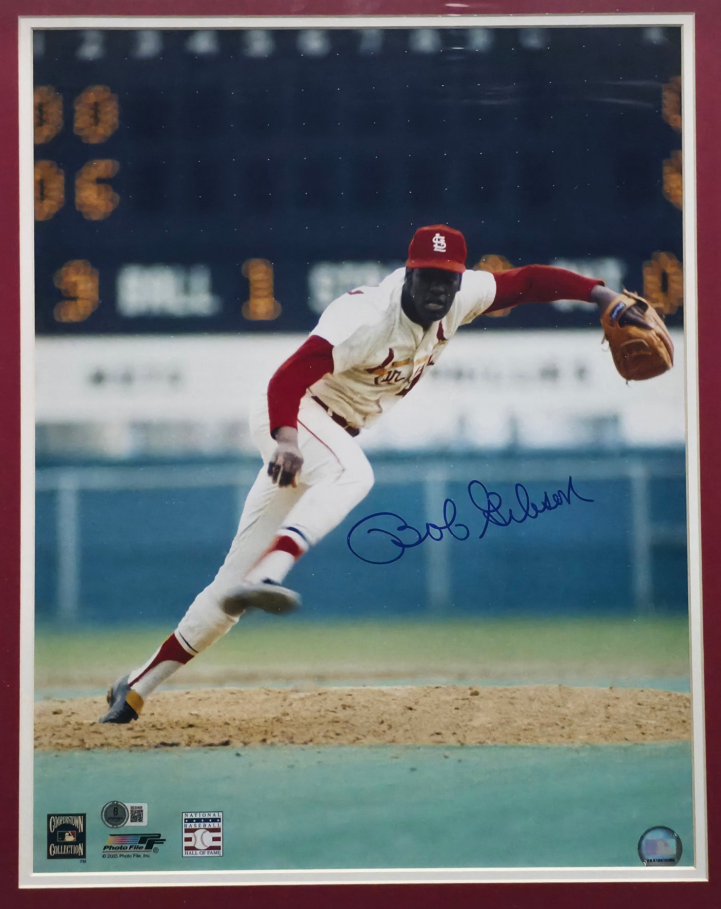 Bob Gibson Autographed Framed 16x20 Photo St. Louis Cardinals Beckett BAS QR #BS30408