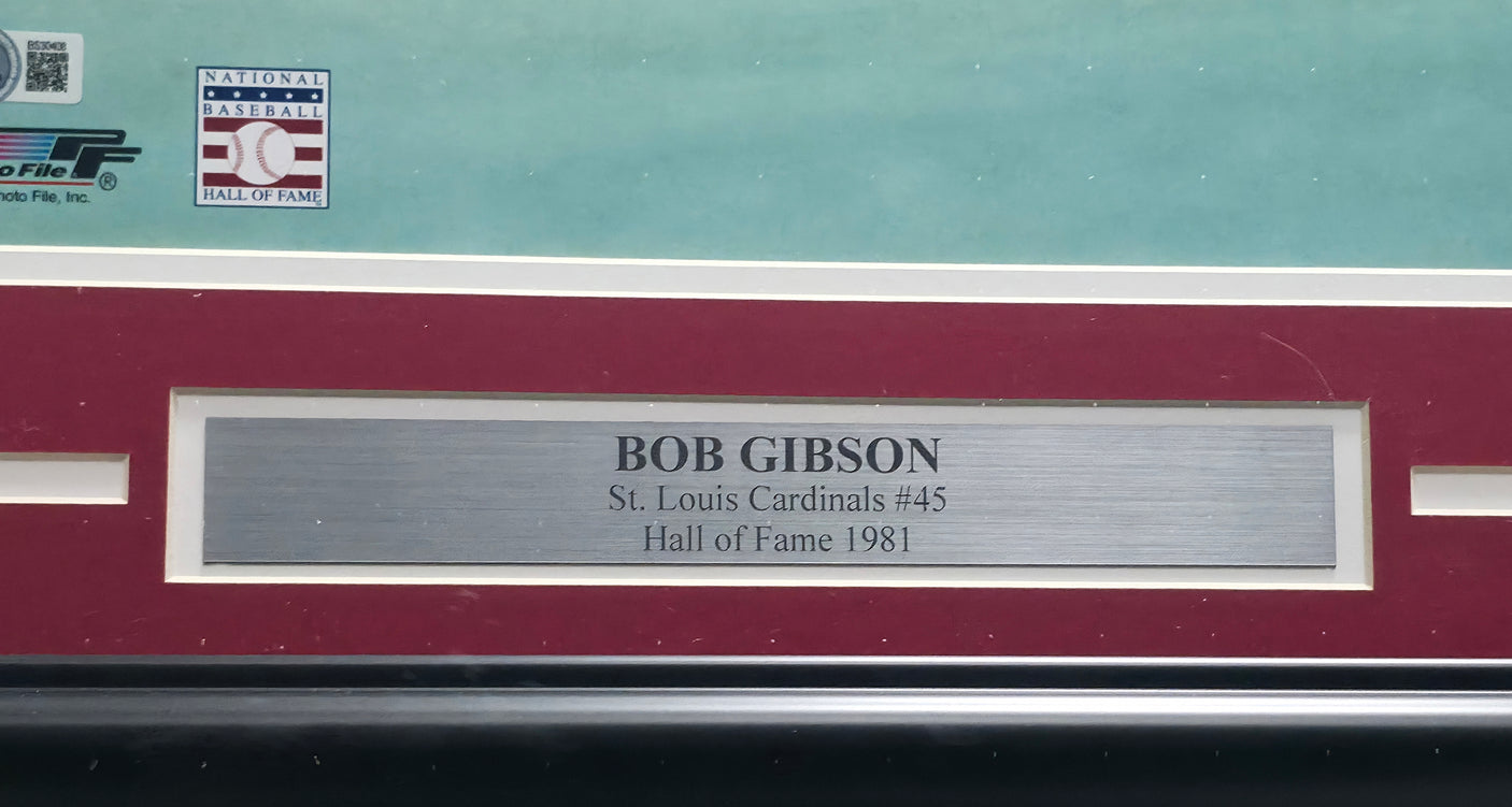 Bob Gibson Autographed Framed 16x20 Photo St. Louis Cardinals Beckett BAS QR #BS30408