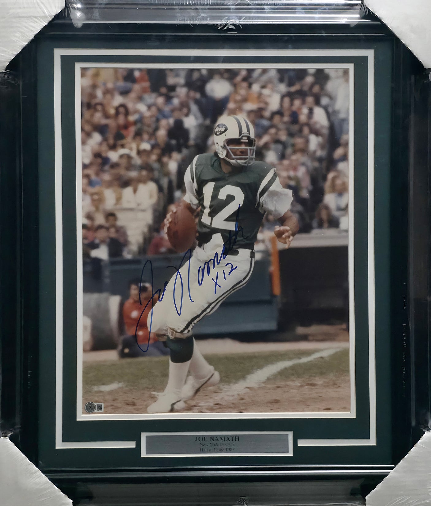 Joe Namath Autographed Framed 16x20 Photo New York Jets Beckett BAS QR #BS30379