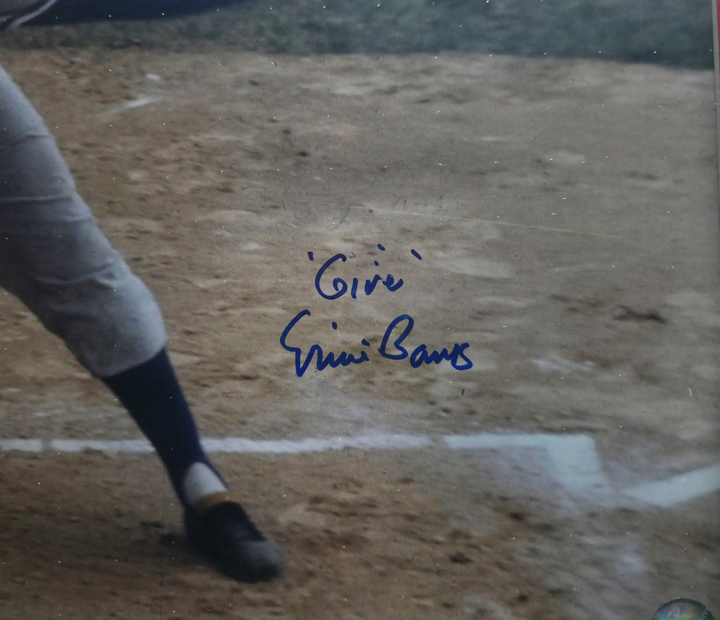 Ernie Banks Autographed Framed 16x20 Photo Chicago Cubs "Give" (Removal) Beckett BAS QR #BS30407