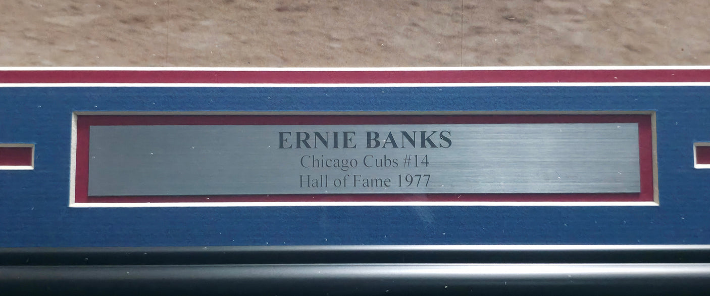 Ernie Banks Autographed Framed 16x20 Photo Chicago Cubs "Give" (Removal) Beckett BAS QR #BS30407