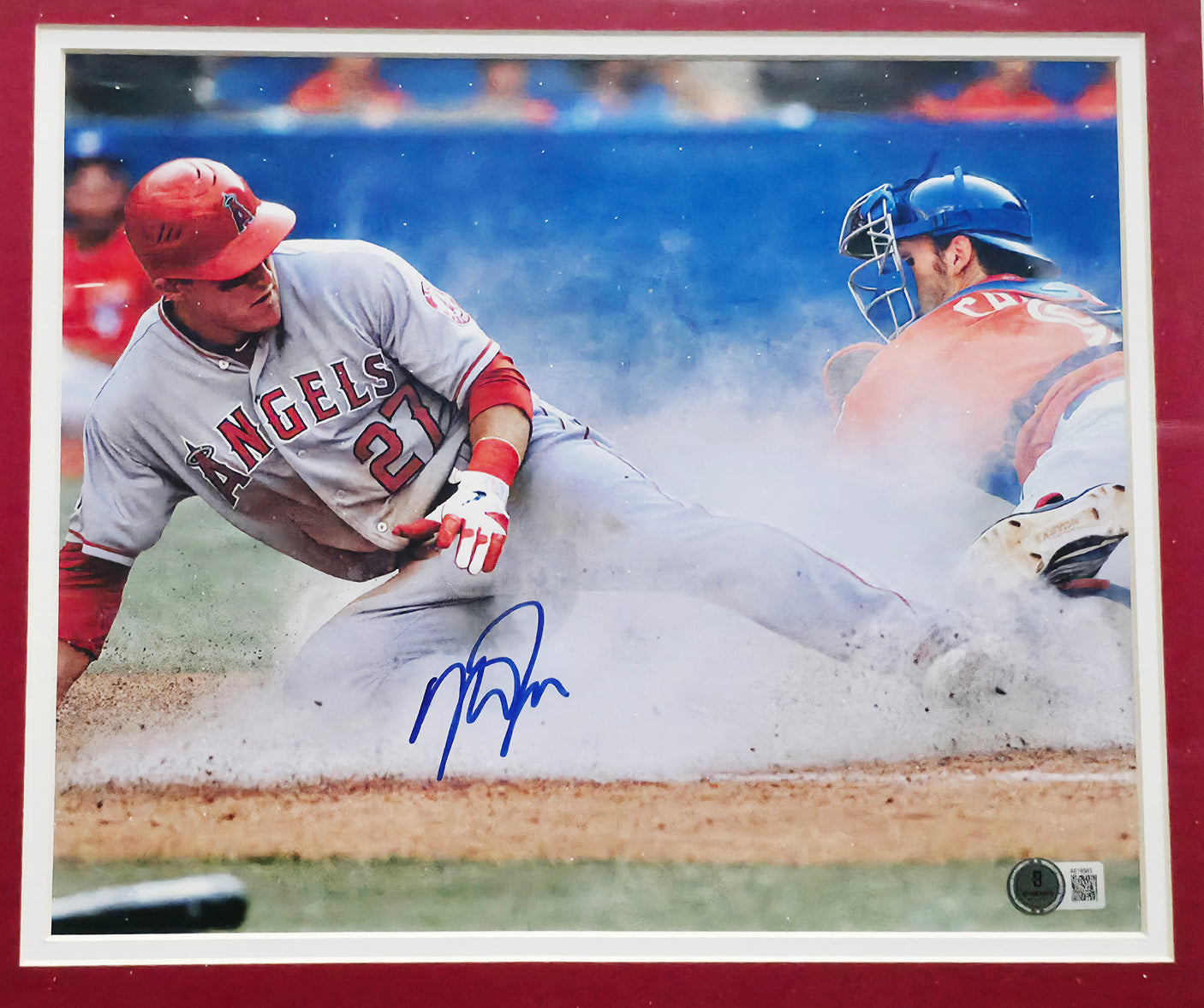 Mike Trout Autographed Framed 10x12 Photo California Angels Beckett BAS #AE16563